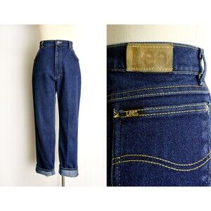 1980s Lee Jeans Size Large 80s Lee Riders Vintage High Waisted Denim Dark Wash